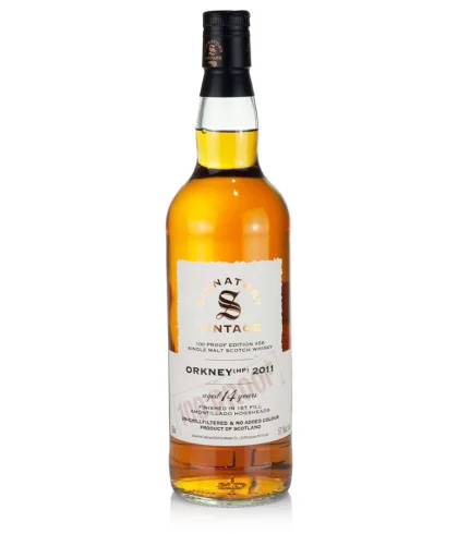Fles Signatory Vintage Orkney (HP) 2011 100 Proof Edition #58, enkel vat gebotteld door Signatory Vintage, op voorraad bij slijterij t Bockje in Bathmen
