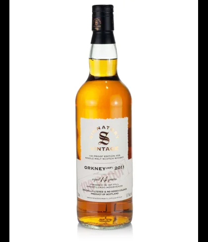 Fles Signatory Vintage Orkney (HP) 2011 100 Proof Edition #58, enkel vat gebotteld door Signatory Vintage, op voorraad bij slijterij t Bockje in Bathmen