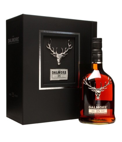 Fles The Dalmore 25 Years Old, single malt whisky, op voorraad bij slijterij t Bockje in Bathmen