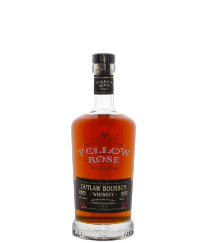 Fles Yellow Rose Outlaw Bourbon, Amerikaanse whiskey uit Texas, op voorraad bij slijterij t Bockje in Bathmen