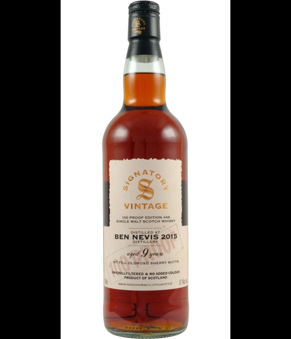 Signatory Vintage Ben Nevis 9 Years Old 2015 100 Proof #48 bij t Bockje in Bathmen