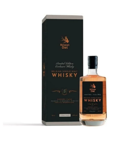 Fles Belgian Owl Limited Edition 1/2, single malt whisky, op voorraad bij slijterij t Bockje in Bathmen