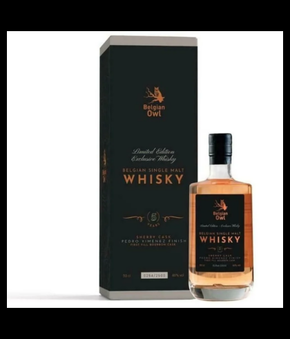 Fles Belgian Owl Limited Edition 1/2, single malt whisky, op voorraad bij slijterij t Bockje in Bathmen