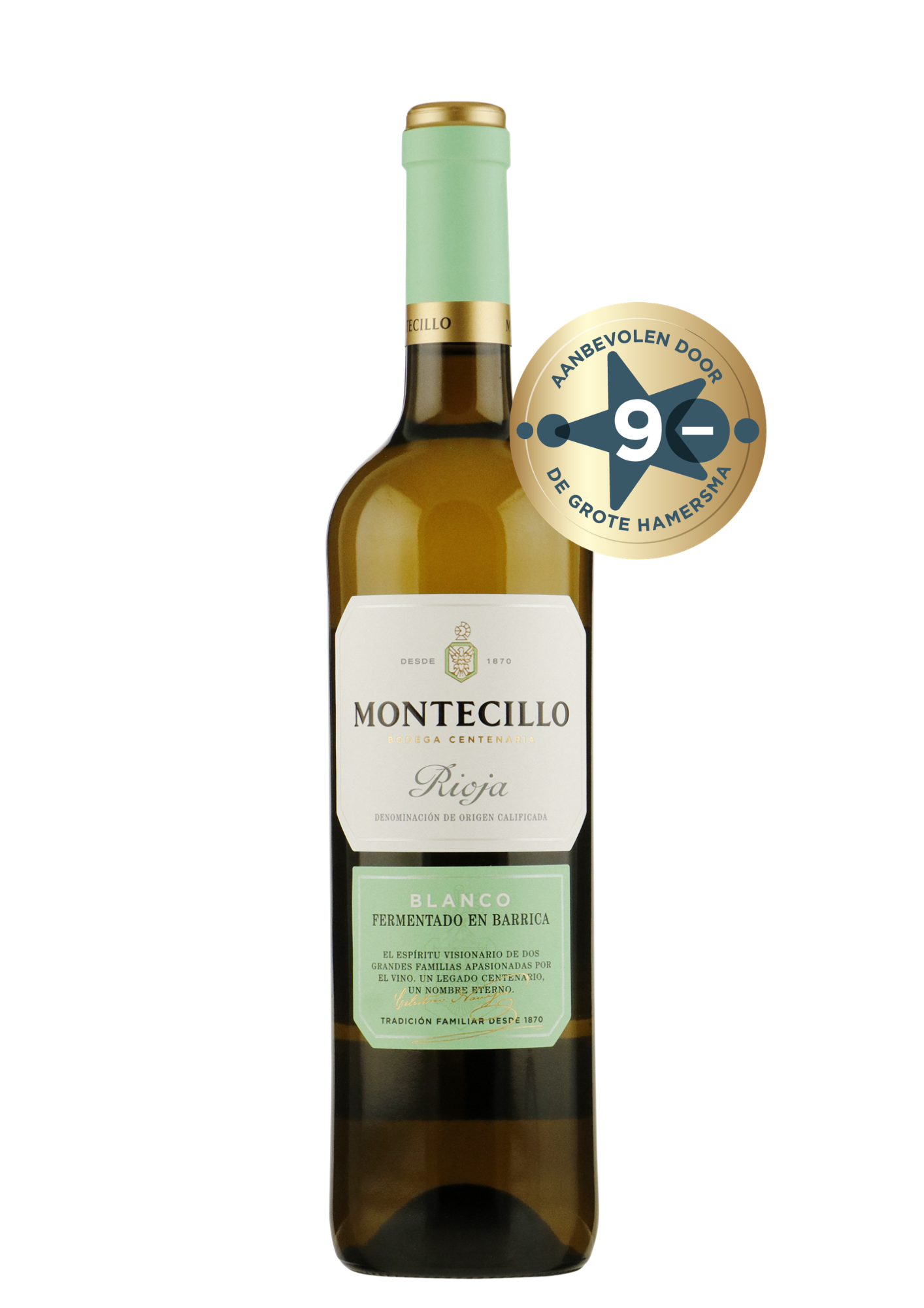 Fles Montecillo Rioja Blanco Barrel Fermented, wijn, op voorraad bij slijterij t Bockje in Bathmen