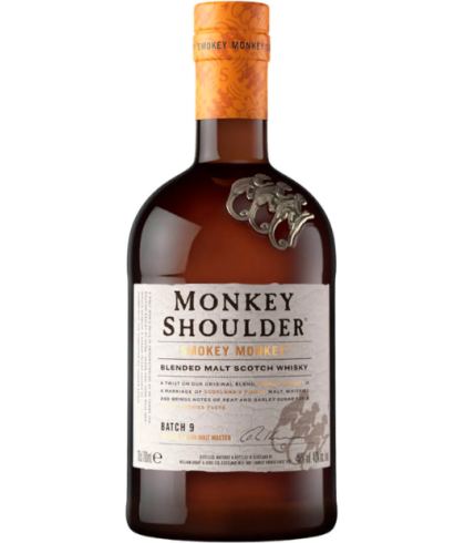 Fles Monkey Shoulder Smokey Monkey, Schotse blended malt whisky, op voorraad bij slijterij t Bockje in Bathmen