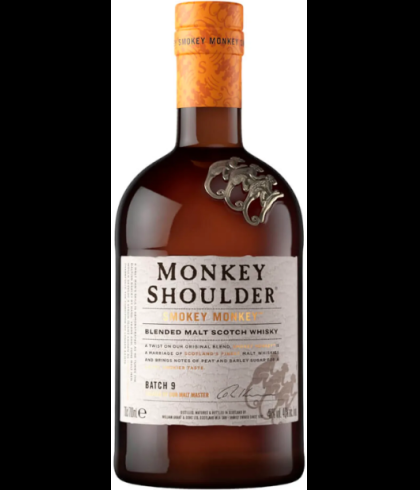 Fles Monkey Shoulder Smokey Monkey, Schotse blended malt whisky, op voorraad bij slijterij t Bockje in Bathmen