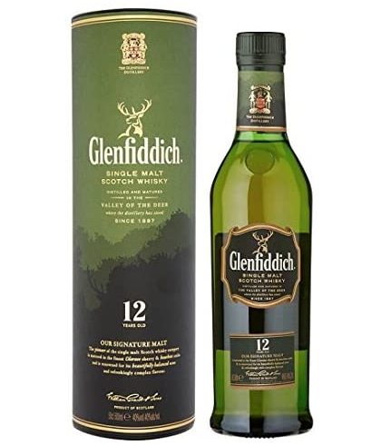 Fles Glenfiddich 12 Years Old 50 cl, single malt whisky, op voorraad bij slijterij t Bockje in Bathmen