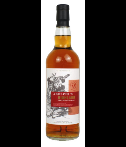 Fles Adelphi&rsquo;s Highland 10 Years Old, single malt whisky, op voorraad bij slijterij t Bockje in Bathmen