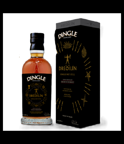 Fles Dingle Lá an Dreoilin Single Pot Still Whiskey, whisky, op voorraad bij slijterij ’t Bockje in Bathmen