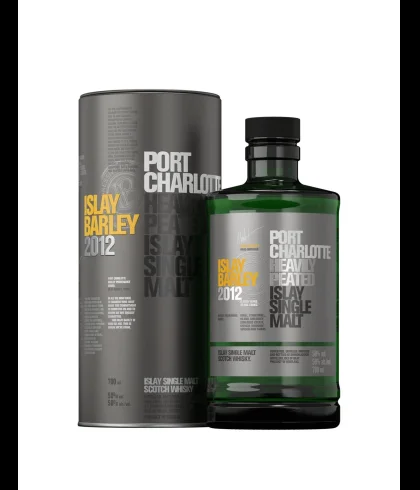 Fles Port Charlotte Islay Barley 2012, zwaar geturfde Islay single malt, op voorraad bij slijterij t Bockje in Bathmen