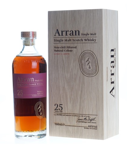 Fles Arran 25 Years Old, single malt whisky, op voorraad bij slijterij t Bockje in Bathmen