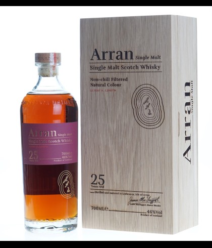 Fles Arran 25 Years Old, single malt whisky, op voorraad bij slijterij t Bockje in Bathmen