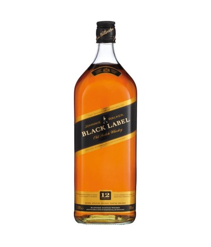 Fles blended Scotch van Johnnie Walker, op voorraad bij slijterij t Bockje in Bathmen