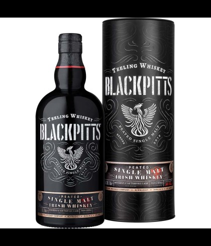 Fles Teeling Blackpitts Peated Single Malt, Ierse whiskey uit Dublin, op voorraad bij slijterij t Bockje in Bathmen
