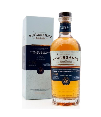 Fles Lowland single malt van Kingsbarns, op voorraad bij slijterij t Bockje in Bathmen