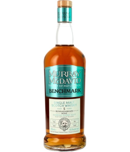 Fles Murray McDavid Benchmark Bunnahabhain Mòine 5 Years Old 2020, whisky, bij slijterij ’t Bockje in Bathmen