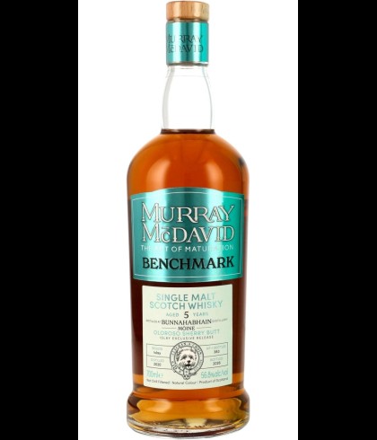 Fles Murray McDavid Benchmark Bunnahabhain Mòine 5 Years Old 2020, whisky, bij slijterij ’t Bockje in Bathmen