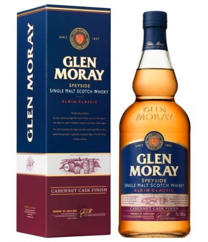 Fles Glen Moray Classic Cabernet Cask Finish, single malt whisky, op voorraad bij slijterij t Bockje in Bathmen