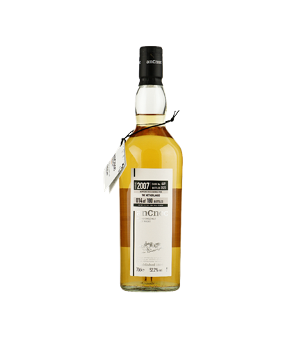 Fles anCnoc 15 Years Old 2007 Cask No. 649, Highland single malt van de Knockdhu-distilleerderij, op voorraad bij slijterij t Bockje in Bathmen