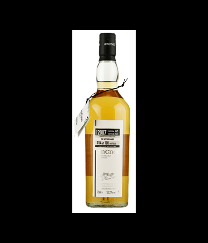 Fles anCnoc 15 Years Old 2007 Cask No. 649, Highland single malt van de Knockdhu-distilleerderij, op voorraad bij slijterij t Bockje in Bathmen
