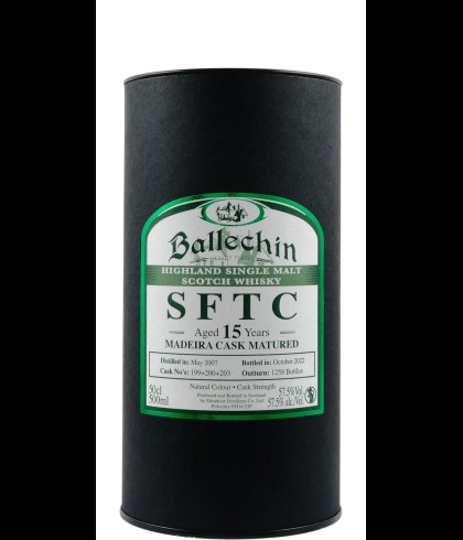 Fles Ballechin SFTC 15 Years Madeira Cask, single malt whisky, op voorraad bij slijterij t Bockje in Bathmen