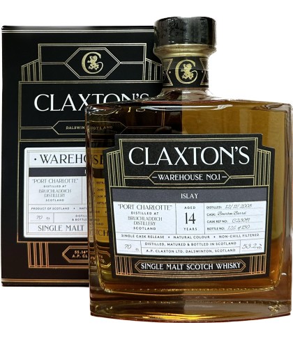 Fles Claxton's Warehouse No.1 Bruichladdich 14 Years Old, whisky, op voorraad bij slijterij t Bockje in Bathmen