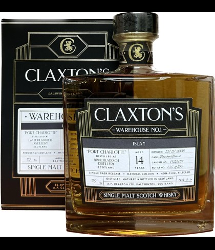 Fles Claxton's Warehouse No.1 Bruichladdich 14 Years Old, whisky, op voorraad bij slijterij t Bockje in Bathmen