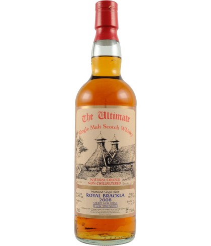 Fles The Ultimate Royal Brackla 12 Years 2008 Cask Strength, enkel vat gebotteld door The Ultimate uit Amersfoort, op voorraad bij slijterij t Bockje in Bathmen