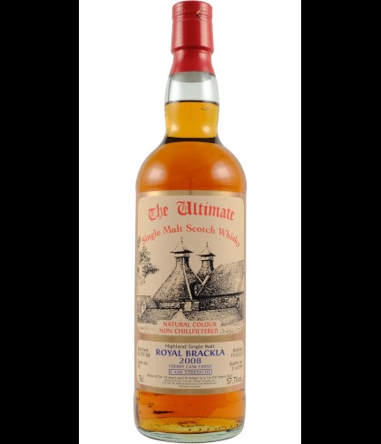 Fles The Ultimate Royal Brackla 12 Years 2008 Cask Strength, enkel vat gebotteld door The Ultimate uit Amersfoort, op voorraad bij slijterij t Bockje in Bathmen