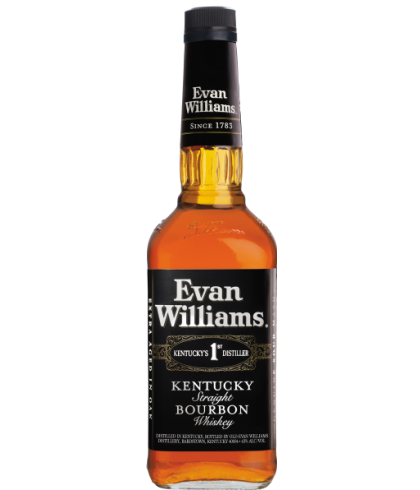 Fles Evan Williams Kentucky Straight Bourbon, single malt whisky, op voorraad bij slijterij t Bockje in Bathmen