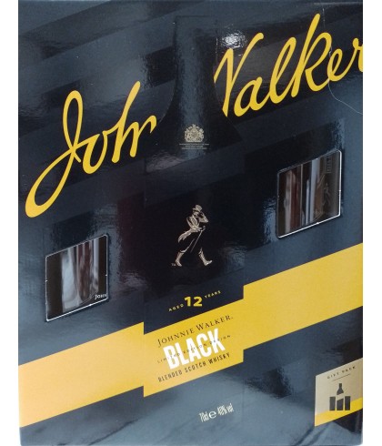 Geschenk Johnnie Walker 12 Years Old Black Label Geschenkverpakking Met 2 Glazen, bij slijterij ’t Bockje in Bathmen