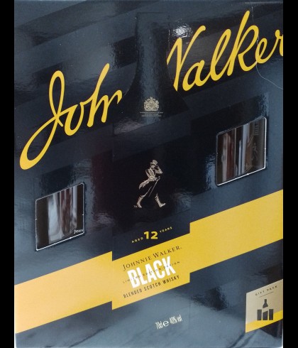 Geschenk Johnnie Walker 12 Years Old Black Label Geschenkverpakking Met 2 Glazen, bij slijterij ’t Bockje in Bathmen