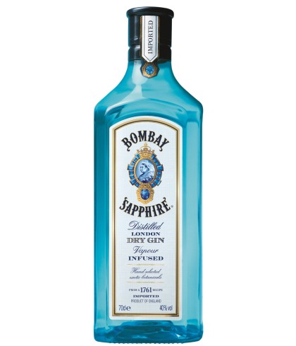 Fles Bombay Sapphire Gin, gin, op voorraad bij slijterij ’t Bockje in Bathmen