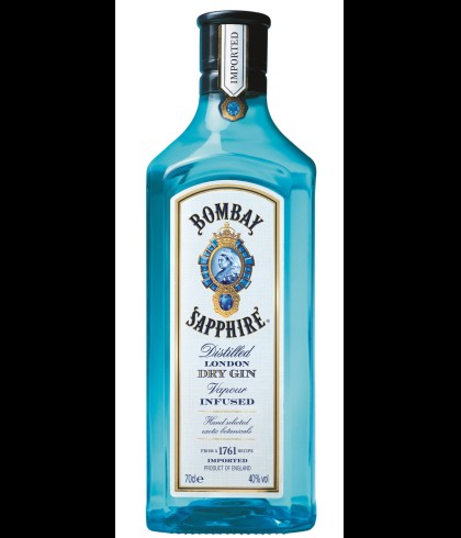 Fles Bombay Sapphire Gin, gin, op voorraad bij slijterij t Bockje in Bathmen