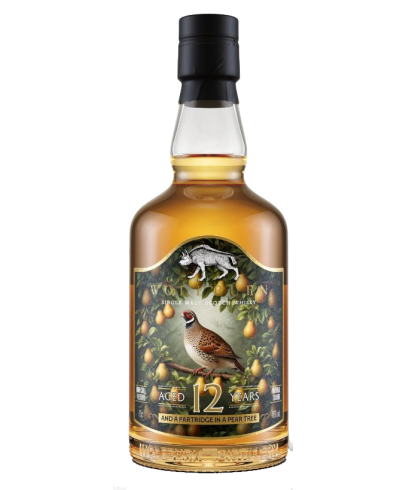 Fles Wolfburn Christmas 2025 Partridge in a Pear Tree, Schotse single malt whisky uit Thurso, op voorraad bij slijterij t Bockje in Bathmen