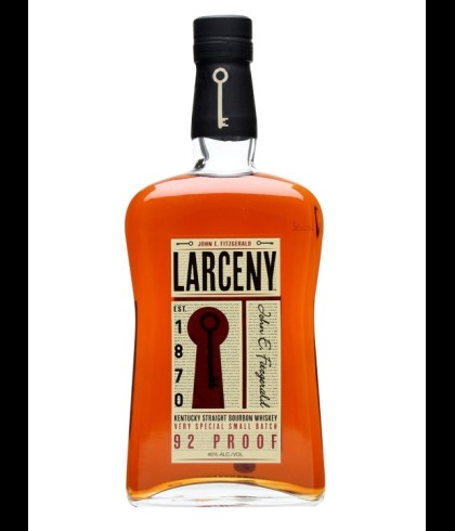 Fles Larceny 92 proof, whisky, op voorraad bij slijterij t Bockje in Bathmen