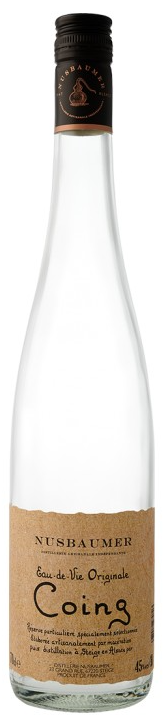 Eau de vie Nusbaumer Coing van Nusbaumer, op voorraad bij slijterij ’t Bockje in Bathmen