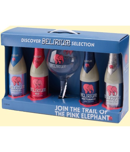 Geschenk Delirium Tremens Geschenk 4 Flesjes met Glas, bij slijterij ’t Bockje in Bathmen