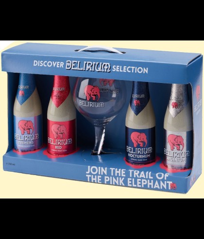 Geschenk Delirium Tremens Geschenk 4 Flesjes met Glas, bij slijterij ’t Bockje in Bathmen