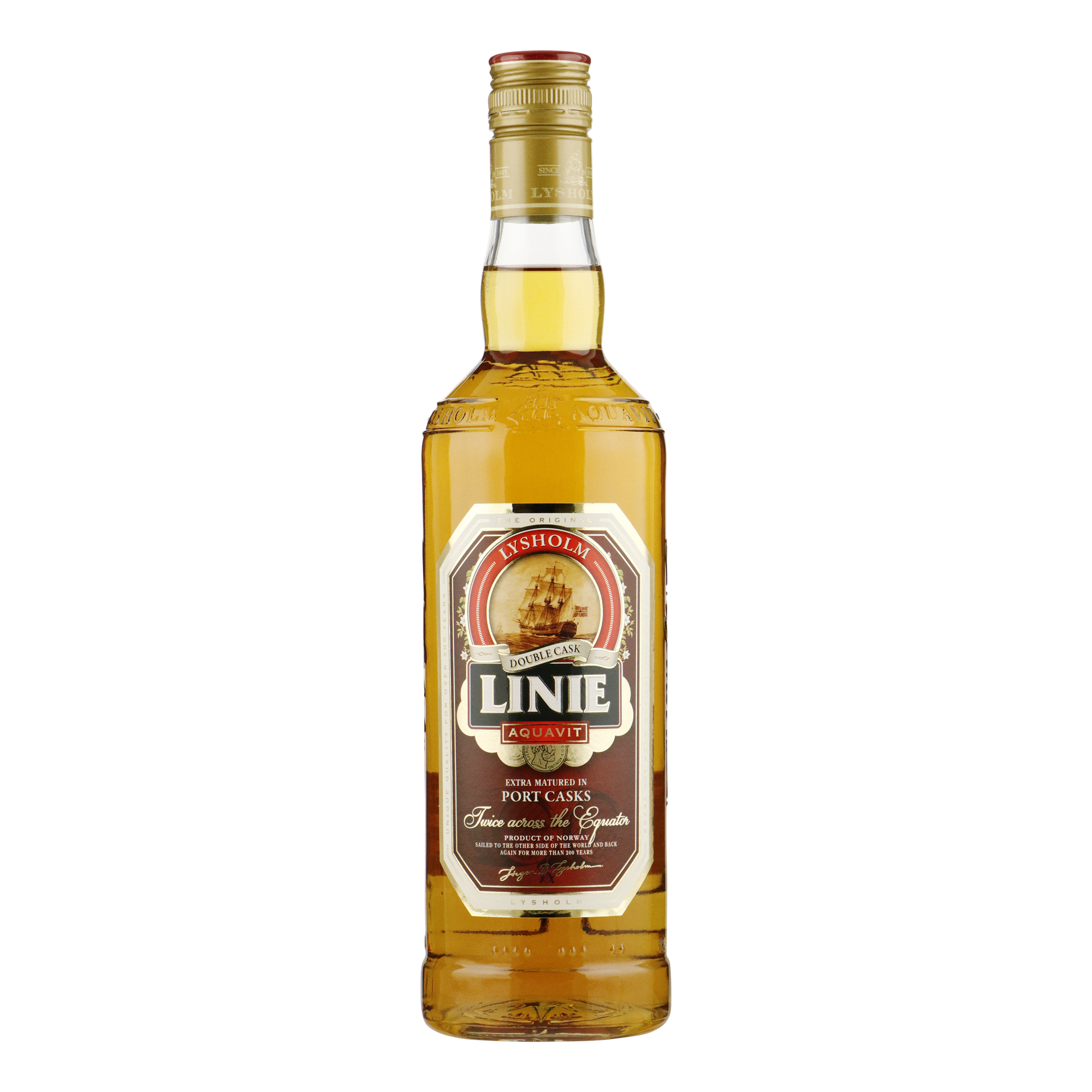 Aquavit Linie Aquavit Port Double Cask van Linie, op voorraad bij slijterij ’t Bockje in Bathmen