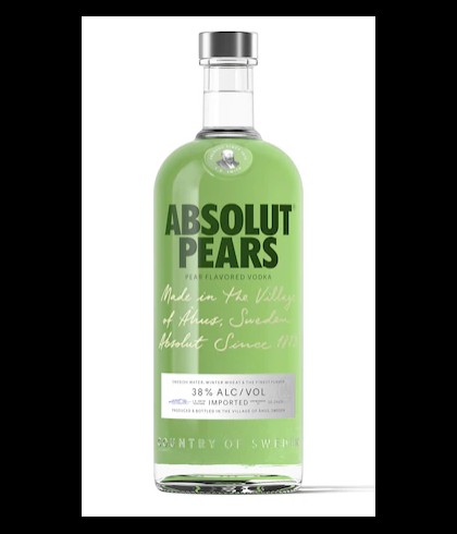 Fles Absolut Pears, wodka, op voorraad bij slijterij t Bockje in Bathmen