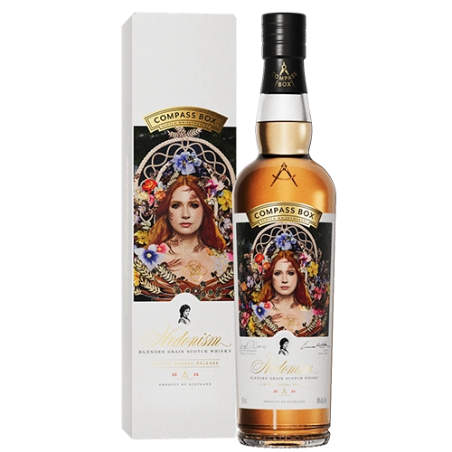 Fles Compass Box Hedonism 2026, single malt whisky, op voorraad bij slijterij t Bockje in Bathmen