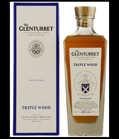 Fles Glenturret Triple Wood 2025, single malt whisky, op voorraad bij slijterij t Bockje in Bathmen