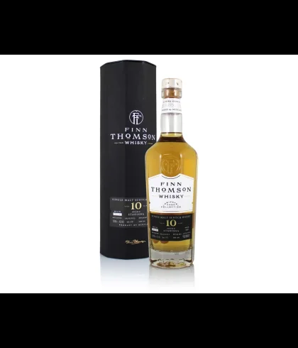 Fles Finn Thomson Bunnahabhain Staoisha 10 Years Old, single malt whisky, op voorraad bij slijterij t Bockje in Bathmen