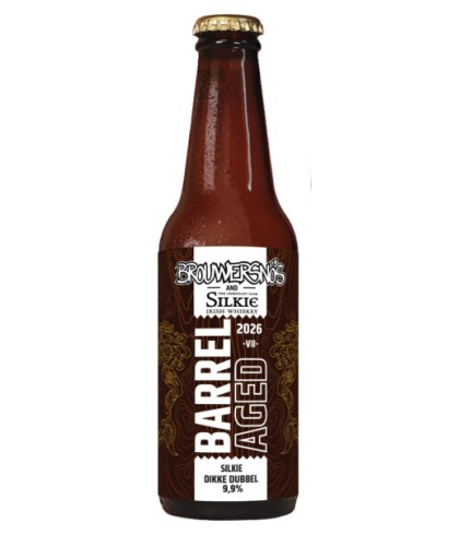 Fles Brouwersnös Barrel Aged Silkie Dikke Dubbel, bier van Brouwersnos, bij slijterij t Bockje in Bathmen