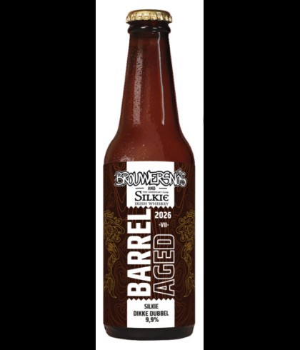 Fles Brouwersnös Barrel Aged Silkie Dikke Dubbel, bier van Brouwersnos, bij slijterij t Bockje in Bathmen