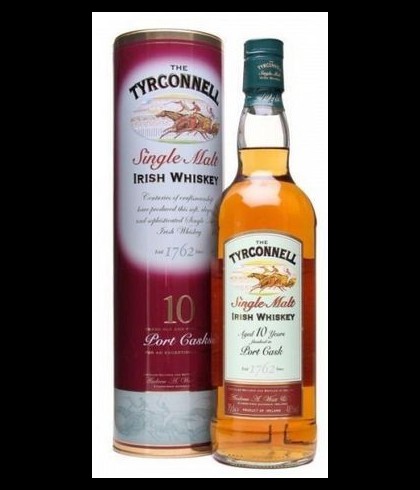 Fles Tyrconnell 10 Years Old Port Cask, Ierse single malt whiskey, op voorraad bij slijterij t Bockje in Bathmen