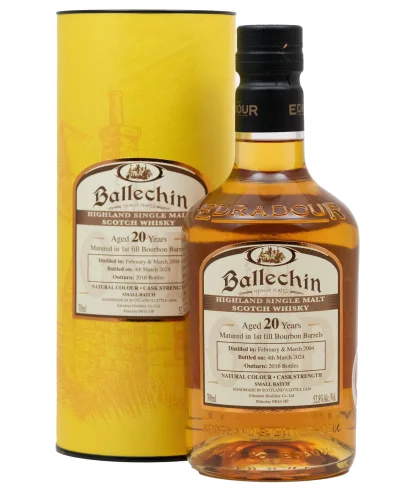 Fles Ballechin 20 Years Old First Fill Bourbon, single malt whisky, op voorraad bij slijterij t Bockje in Bathmen