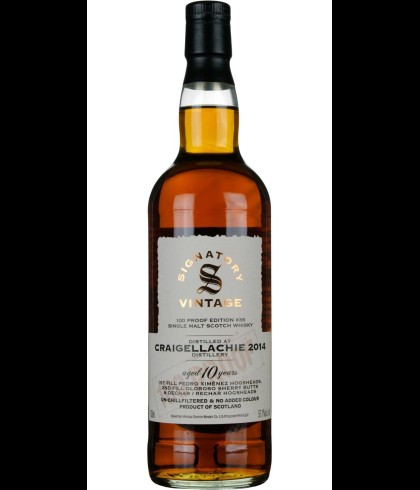 Fles Signatory Craigellachie 2014 10 Years Old  - 100 Proof #39, whisky, op voorraad bij slijterij t Bockje in Bathmen