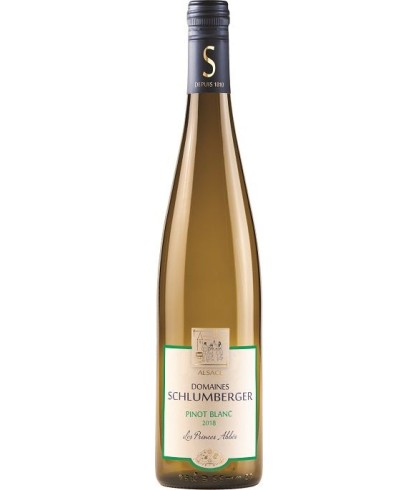 Fles Domaines Schlumberger Les Princes Abbés Pinot Blanc 2018, wijn op voorraad bij slijterij t Bockje in Bathmen
